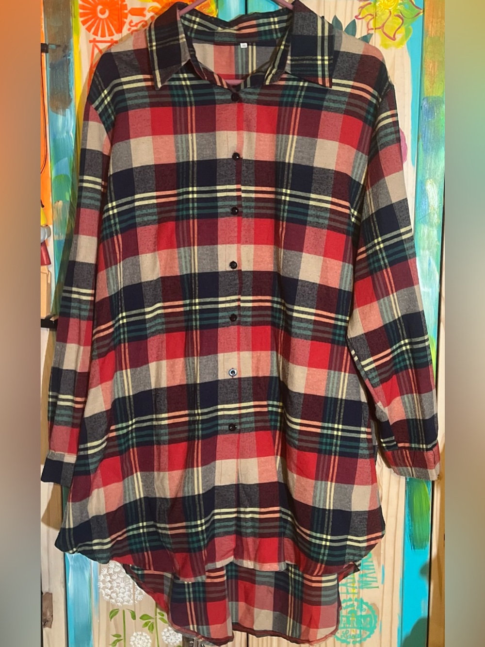 🍂 Lumberjack Plaid Tunic Button-Down Dress ❤️🖤💛